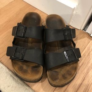 Black leather Birkenstocks